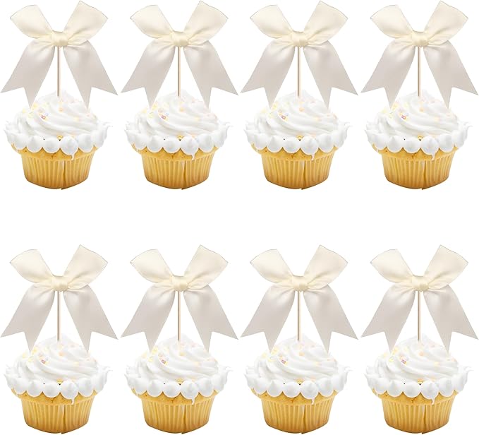 24 PCS Bow Cupcake Toppers Bowknot Coquette Bow Girls Birthday Cake Decorations - Image 8