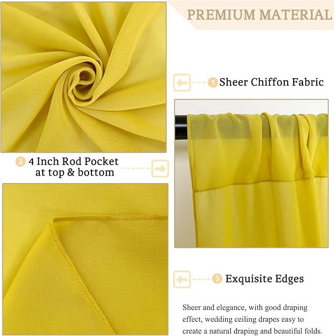 MODFUNS Gold Ceiling Draping Fabric Sheer Ceiling Drapes - Image 4