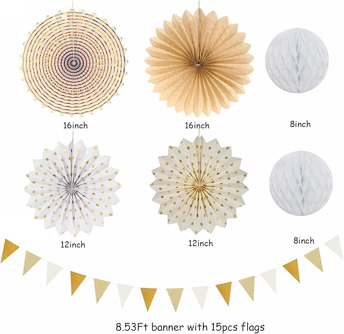 Beige-Champagne Gold White-Peach Boho Party-Decorations - Image 3
