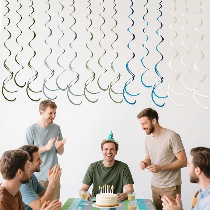 36 Pcs Sage Green Dusty Blue Hanging Swirl Decorations Blue Sage Green Felt - Image 7