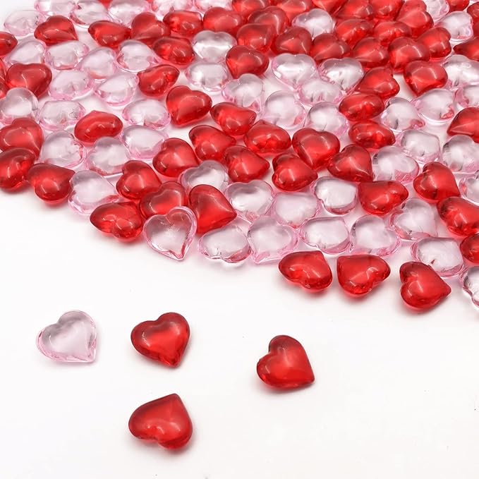 200pcs 3D Red Acrylic Heart 22 mm Acrylic Hearts Shaped Plastic Heart Vase - Image 4