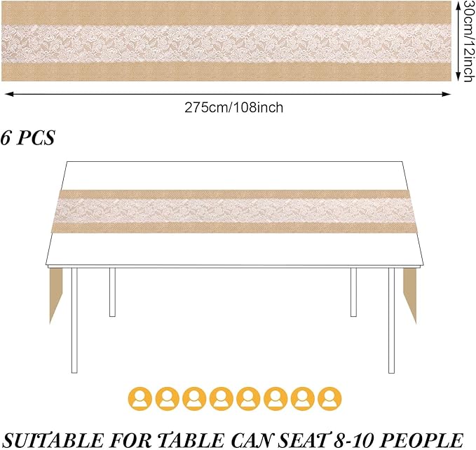 Xinnun 6 Pack Burlap Table Runner - Image 7