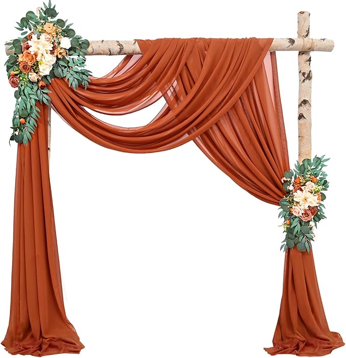 Wedding Arch Draping Fabric 2 Panels 20Ft Length x 28" Width Terracotta by Sunnyline