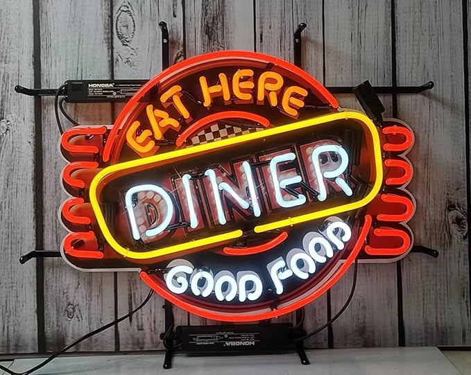 Eat Here Diner Good Food Glass Neon Signs, Neon Signs Beer Bar Club Bedroom - Image 2