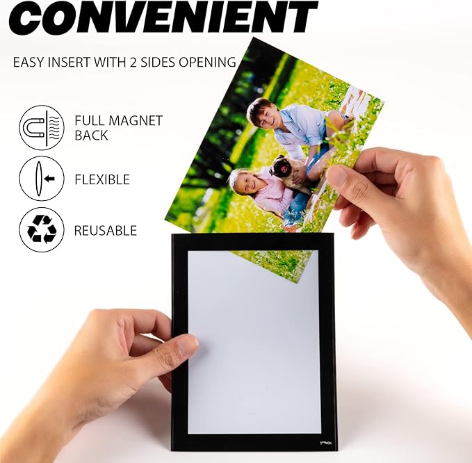Magnetic Picture Frames for Refrigerator, Magnet Photo Frame Pockets/Greeting - Image 3