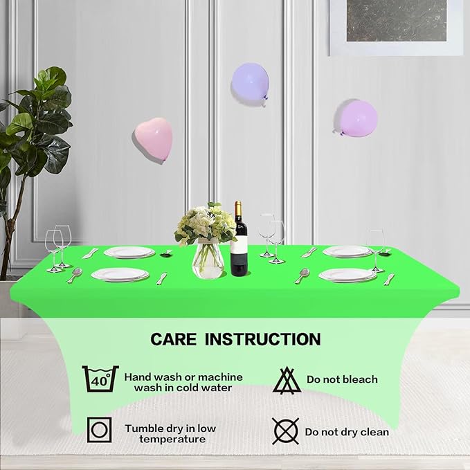 IVAPUPU 2 Pack 6FT Table Cloth for Rectangular Fitted Events Stretch Green - Image 5