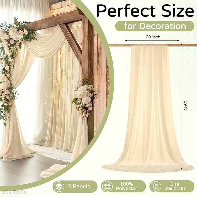 Wedding Arch Draping Fabric 29" x 19Ft Sheer Drapes - Image 2