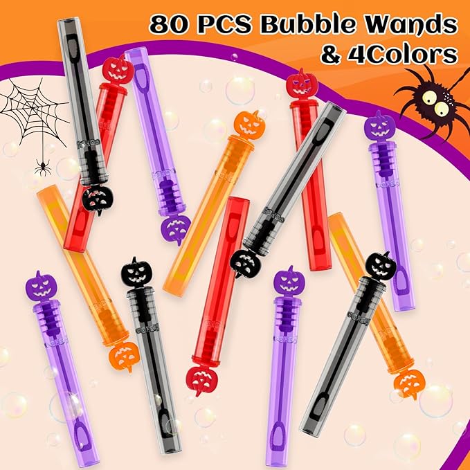 Shemira 80PCS Halloween Bubble Wands, Mini Bubbles Party Favors - Image 4