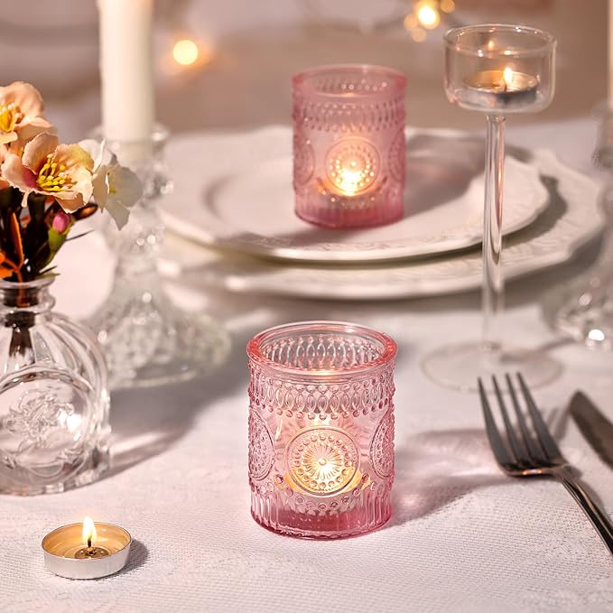 DARJEN Pink Votive Candle Holders Set of 36- Glass Candle Holders Bulk - Image 2