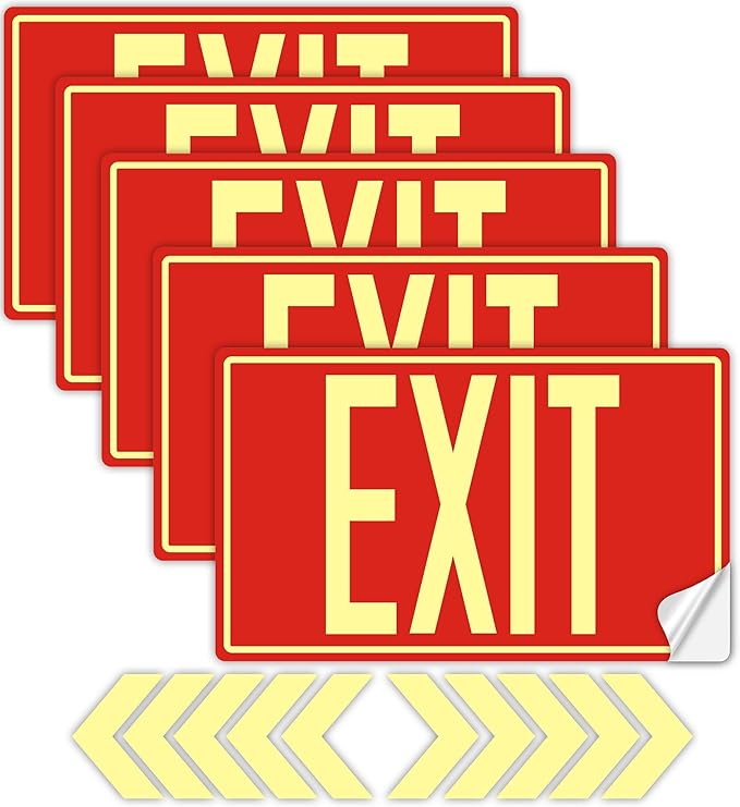 5Pack Photoluminescent Exit Sign, Includes 10pcs Removable Arrows - Image 2