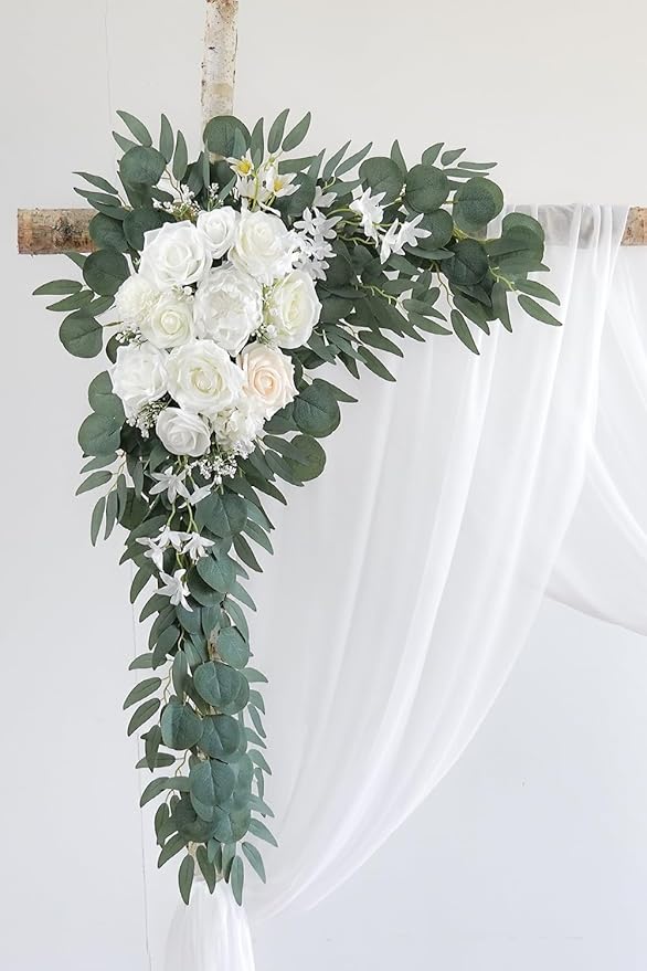 White Artificial Wedding Arch Flowers Kit - Image 6