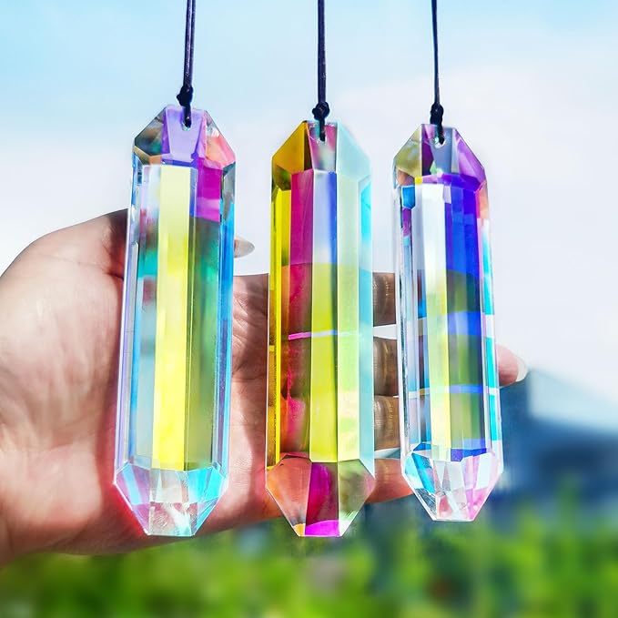 HDCRYSTALGIFTS 3 Pack 5" Large Crystal Sun Catcher Prisms by HDCRYSTALGIFTS