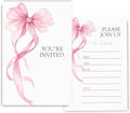 Pink Bow Birthday Invitations for Girls, Elegant Bow Birthday Party Invitaions by Fablus
