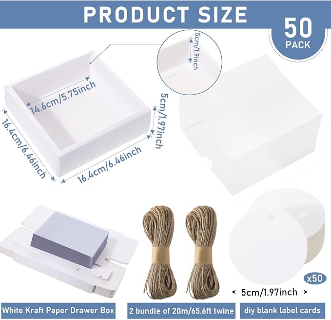 Roowest 50 Sets Kraft Soap Boxes Rectangle Packaging Box - Image 2