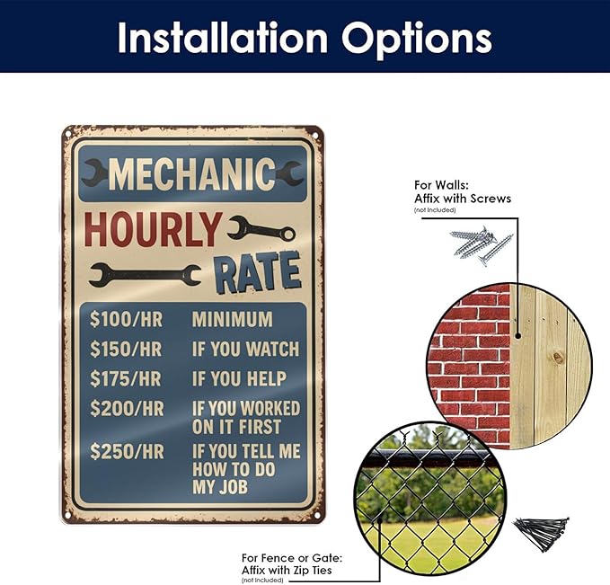 Funny Mechanic Hourly Rate Tin Sign - Image 8