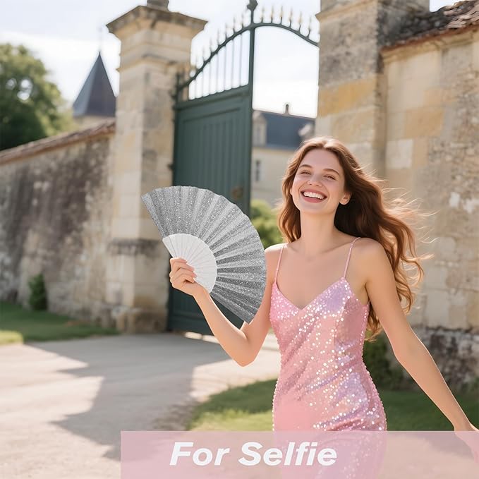 24 Pack Handheld Fan, Folding Hand Glitter fan - Image 7