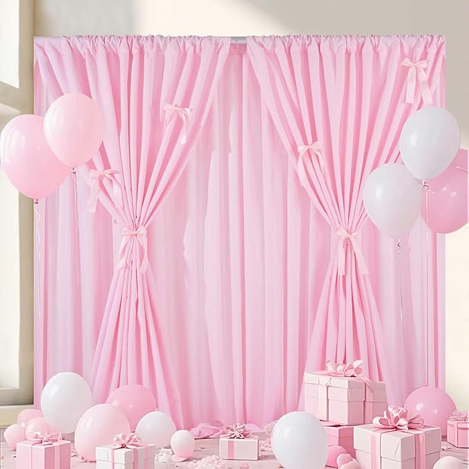 Pink Backdrop Curtain 2Panels : 11.6×8ft Wedding Backdrop Wrinkle Free - Image 3