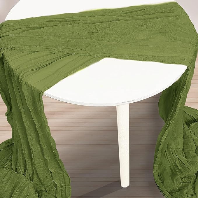 10 Pack Olive Green Cheesecloth Table Runner 35x120 Inch 10Ft Rustic Gauze - Image 3