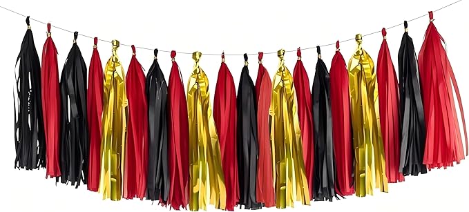 Gold, and Black Tissue Tassel Garlands, Party Decoration Tissue Tassel Banner by YESON