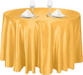 Ruisita 120 Inches Round Satin Tablecloths Gold Overlay Round Satin Table Cover by Ruisita