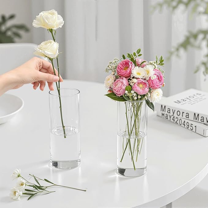 10 Pack Glass Cylinder Vase for Centerpieces, Hurricane Floating Candle - Image 4