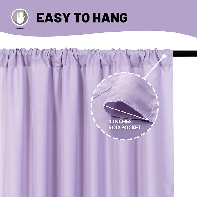 MYSKY HOME 10ft x 10ft Purple Background Curtains - Image 5