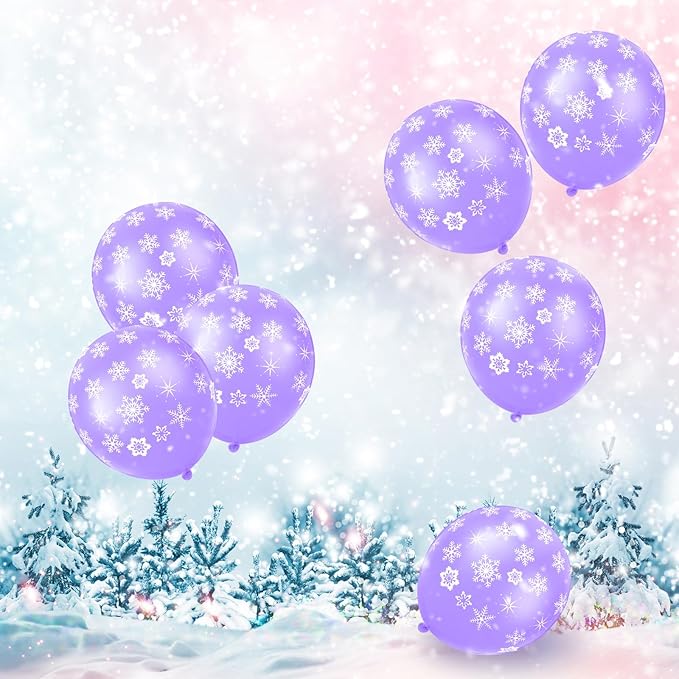 Skylety 40 Pieces Snowflake Balloons Bulk Winter Transparent Snowflake Latex - Image 6