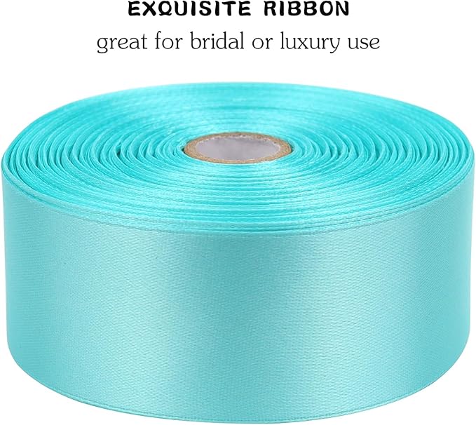 Lake Blue Solid Satin Ribbon 1-1/2 Inch 50 Yards Solid Polyester Fabric Ribbon - Image 4