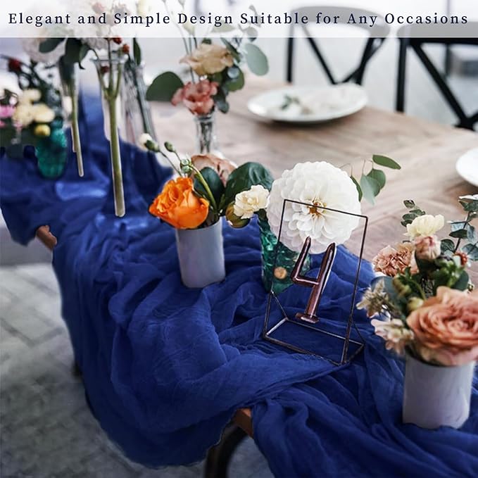 10FT 20 Pack Royal Blue Cheesecloth Table Runner 20 x 120 Inch Long Rustic - Image 7