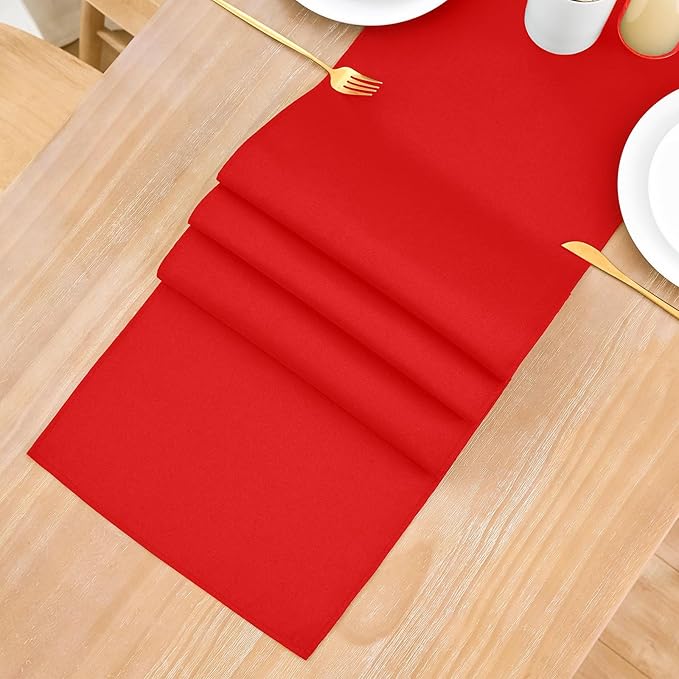 2 Pack Red Long Table Runner 12 x 108 Inch Solid Color Farmhouse Runners Coffee - Image 8