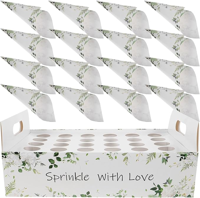 CIMAXIC Wedding Confetti Cone Holder Box - Image 9