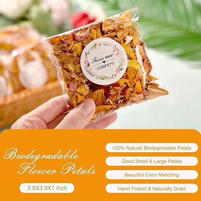 20 Pack Prefilled Confetti Packets, Biodegradable Flower Petals, Real Dried - Image 5