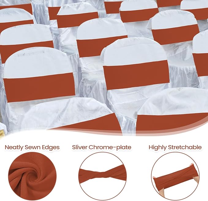 Kinlop 50 Pcs Spandex Chair Sashes Bows Chair Bands Slider Sashes - Image 3