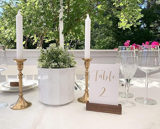 UNIQOOO 10 Pack Rustic Acrylic Sign Holders | Walnut Wood Table Numbers Display - Image 5