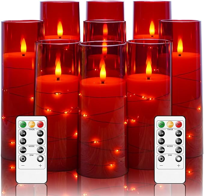 Flameless LED Candles with Timer 9 Pc Flickering Flameless Candles by FLAMELESSCANDLES