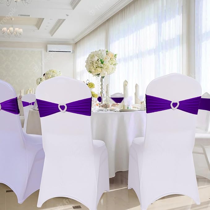 Howhic Pack of 30 Spandex Chair Sashes Bows Stretch Chair Cover Band - Image 6