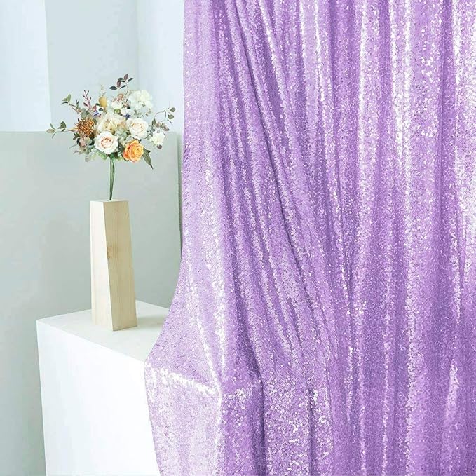 Eternal Beauty Lavender Sequin Backdrop, 4x7 Ft Glitter Background Curtains - Image 8