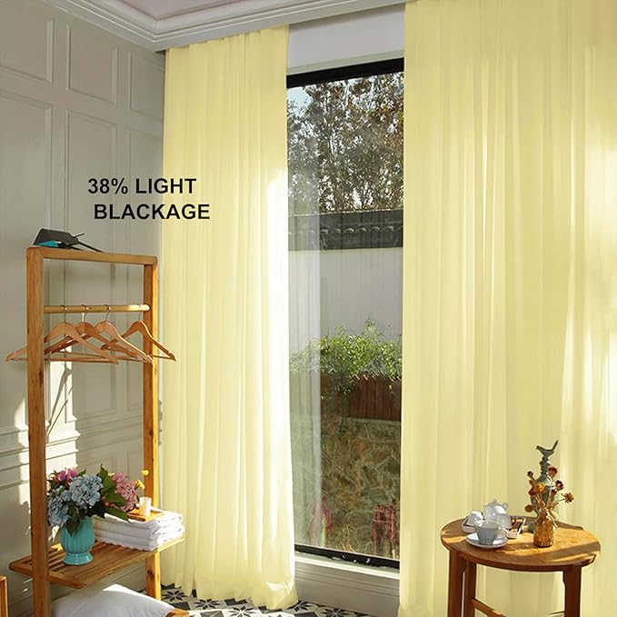 DUOBAO Yellow Chiffon Backdrop Curtain-2 Panels 58x120-Inch Wedding Backdrops - Image 3