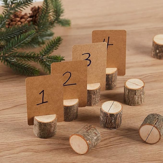 10Pcs Wood Place Card Holder Rustic Wood Table Numbers Holder - Image 2