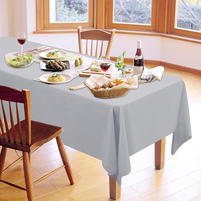 12 Pack Light Grey Tablecloths for Rectangle Tables 60 x 126 Inch Polyester - Image 6