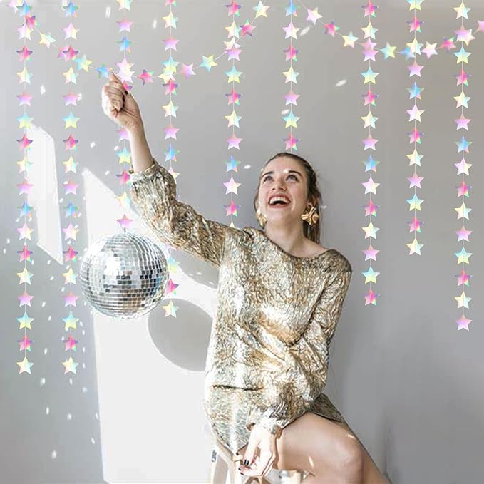 Iridescent Disco-Holographic Party-Decorations Christmas Garland - 62ft Twinkle - Image 5