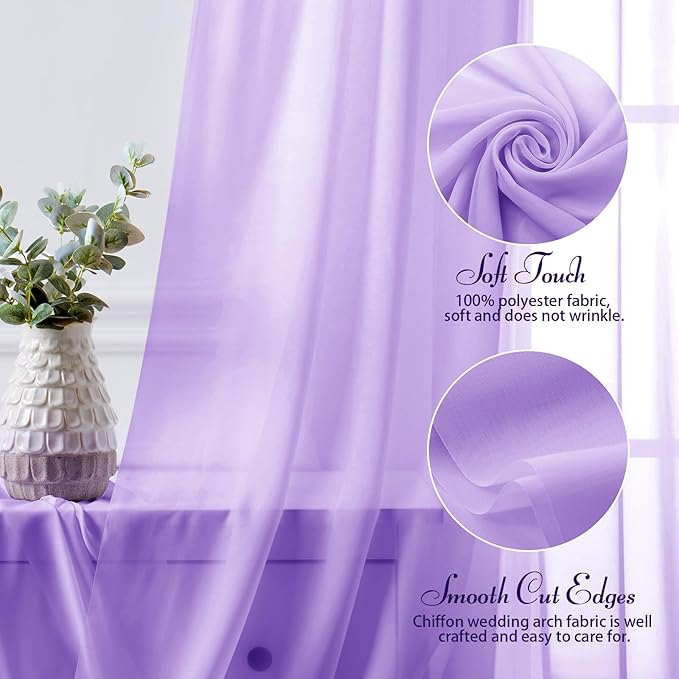 SiinvdaBZX 2 Panels Wedding Arch Draping Fabric 30" x 240' Lavender Purple - Image 4