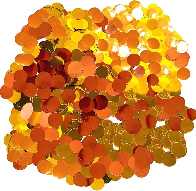 Gold and Orange Round Foil Confetti Beautiful Metallic Table Confetti by Unknown