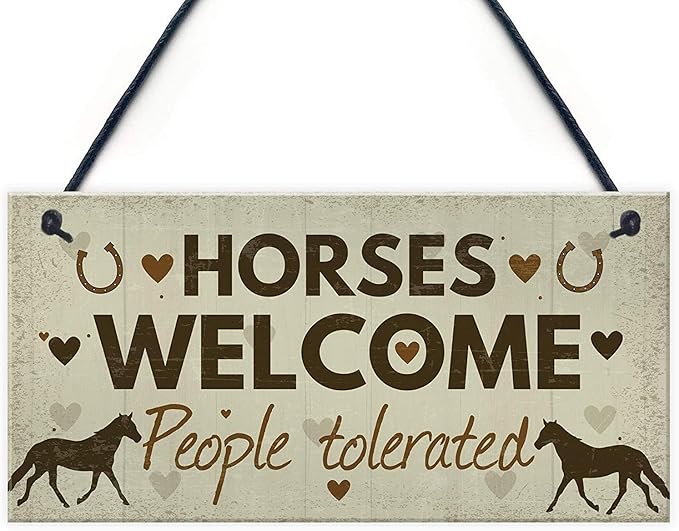 Rustic Wooden Signs Horse Welcome Wood Signs Hanging Plaque Gifts Sign Wall Art by Eletina