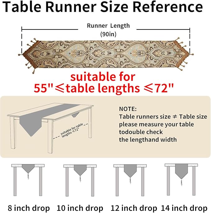 Luxury Vintage Design Table Runner 90 inches Long Embroidery Jacquard Fabric - Image 2