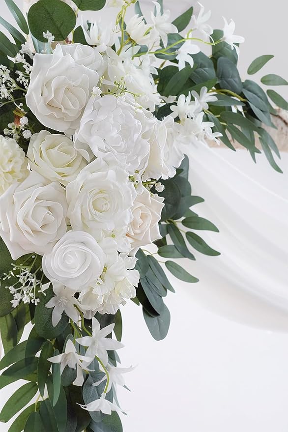 White Artificial Wedding Arch Flowers Kit - Image 4