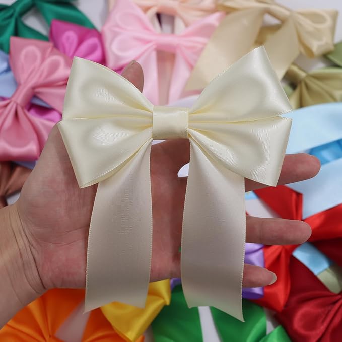 Rice White Solid Satin Ribbon 1-1/2 Inch 25 Yards Solid Polyester Fabric Ribbon - Image 7