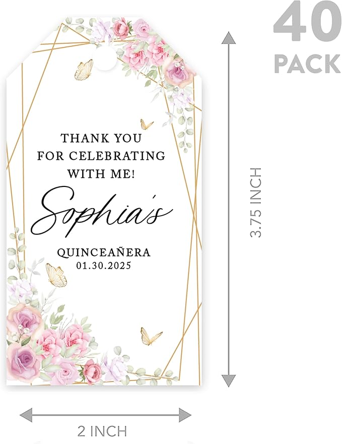 Andaz Press 40-Pack Personalized Quinceañera Favor Tags - Image 5