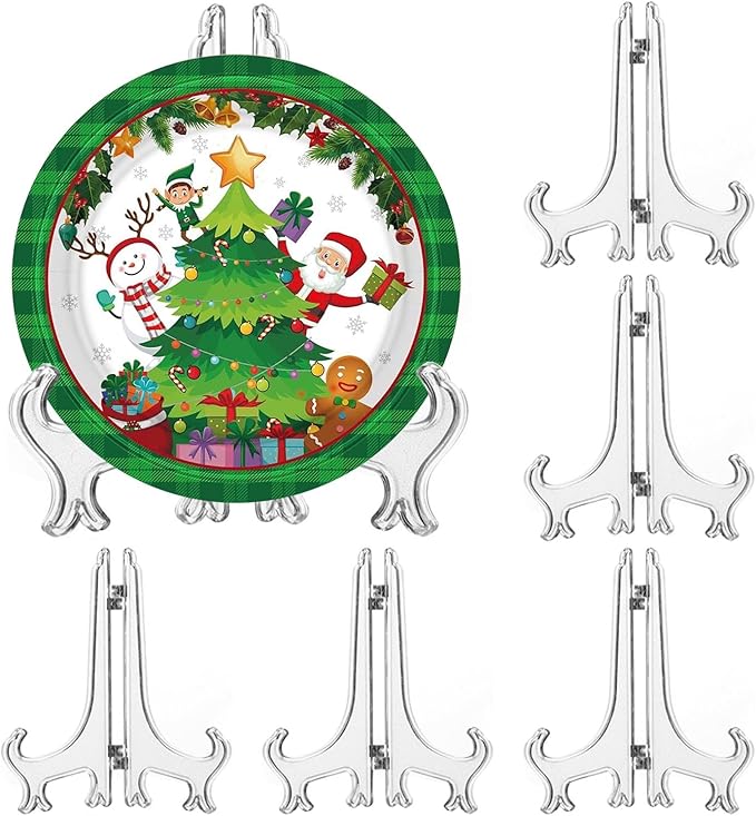 6 Pack 9 Inch Clear Plastic Easels or Stand/Plate Holders to Display Pictures by LonlyEagle
