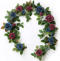 PONATIA 5FT Handcrafted Artificial Rose Flower Garland, Burgundy Flower Garland by ponatia